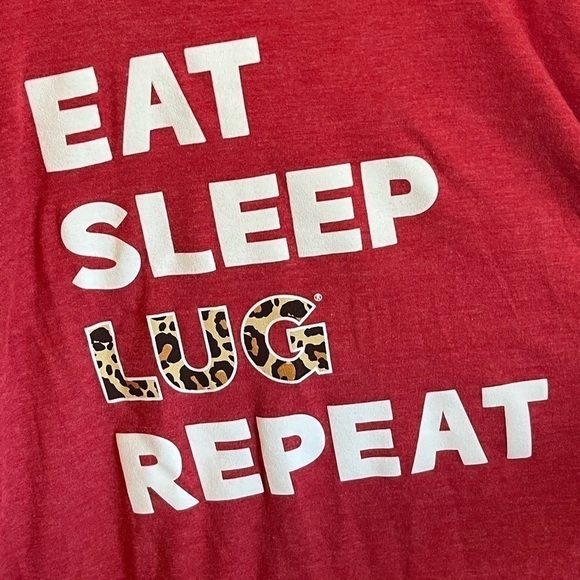 NWT LUG comfy long Sleeve Tee EAT SLEEP LUG REPEAT L large Red RARE! - Picture 4 of 11